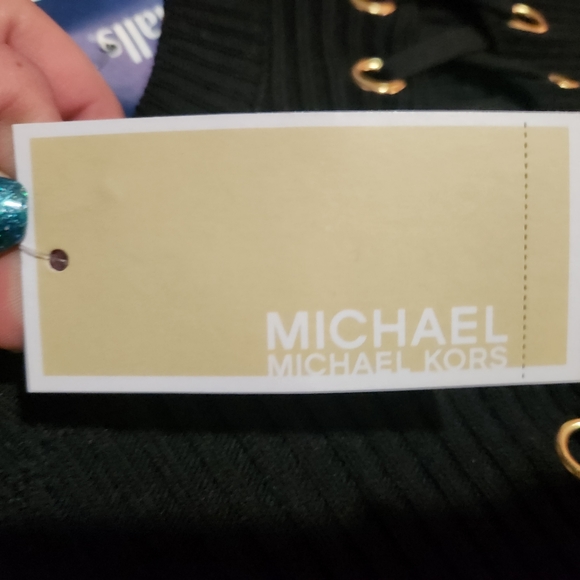 NWT Michael Kors Grommet Lace Up Sweater Dress - Picture 2 of 9